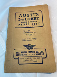 VINTAGE 1939 - 1945 AUSTIN 2 TON LORRY FACTORY PARTS LIST #M0142