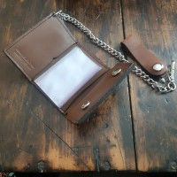 Leather Trifold Wallet /w Chain