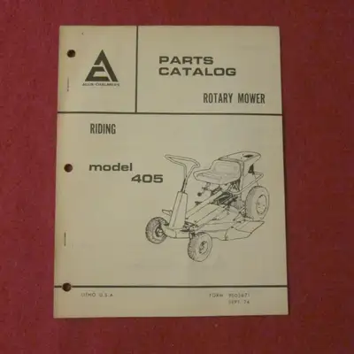 Original Allis Chalmers 405 Riding Lawn Mower Parts Catalog, View more