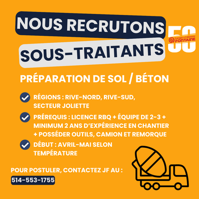 SOUS-TRAITANT BÉTON RECHERCHÉ, View more