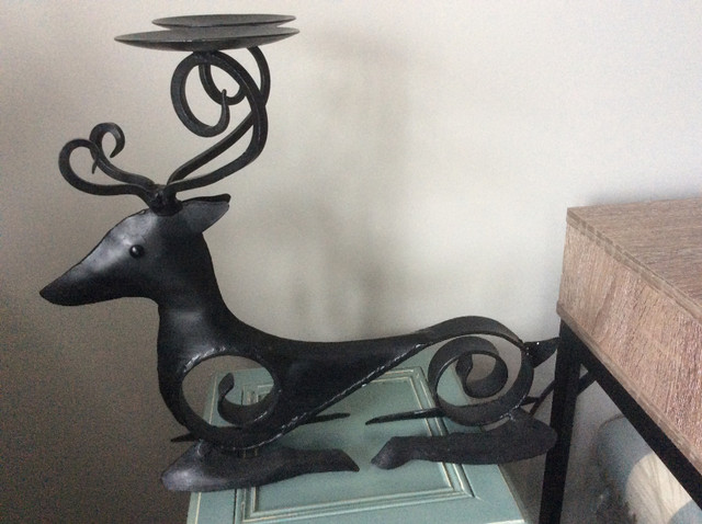 As New, Beautiful Black Wrought Iron Stag Candle Holder! in Home Décor & Accents in Cape Breton - Image 2