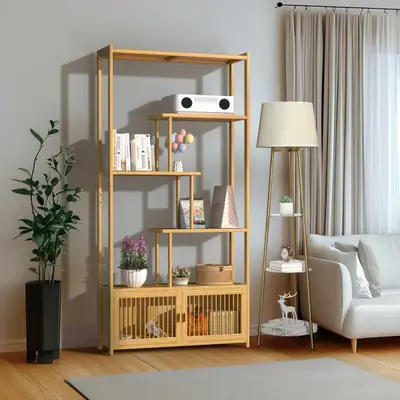 Bamboo Bookshelf with Cabinet, View more
