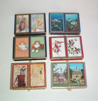 6 Vintage Double Deck Congress Playing Card Sets