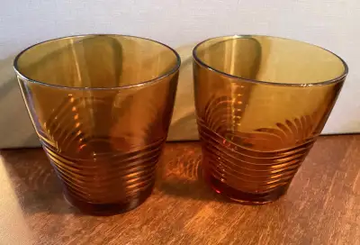 2 Vintage DURALEX FRANCE Amber Glass Tumblers, View more