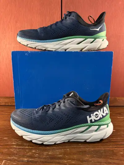 Hoka One One Clifton 7 Navy/Green Men’s Running Shoes Size US 12, View more