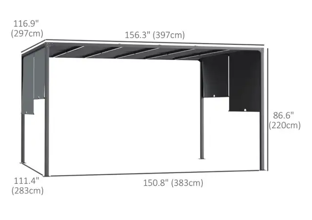 10x 13 Patio Pergola Sliding Roof, LED L in Other in Oshawa / Durham Region - Image 3