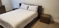 Queen-sized bed frame, dresser and 2 night tables