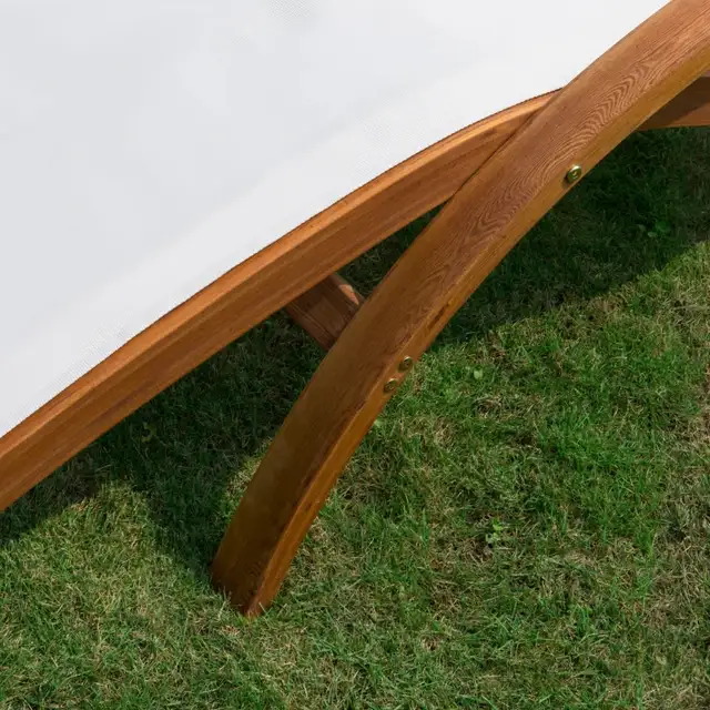 Outdoor Wood Sling Chaise Lounge Reclining Garden Mesh Lounger P in Patio & Garden Furniture in Markham / York Region - Image 9