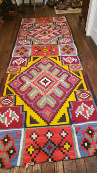 Antique Wool Persian Kilim Runner- Very Bright and Colorful