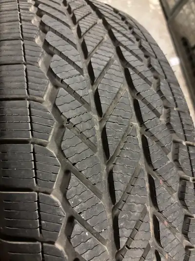 Set of 4 all weather Bridgestone Weatherpeak tires No puncture repairs, no damage, light wear 235-60...