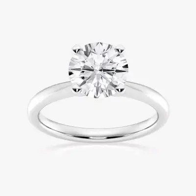 Center stone : Lab Diamond Shape : Round Carat : 1.50 ct Color - G Clarity - VS1 Cut - Excellent Met...