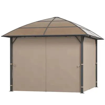 10' x 10' Outdoor Hardtop Gazebo Canopy with UV60+ Polycarbonate Roof, Steel Frame, Central Hook, Cu...