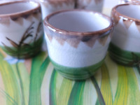 Vintage Japanese ice crackle glaze Sake cups