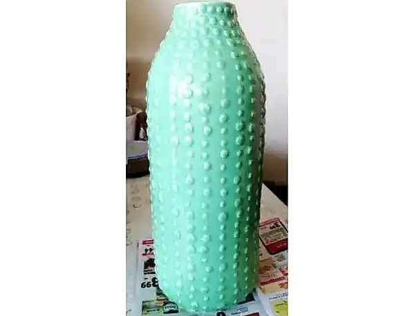 VINTAGE HOBNAIL CERAMIC FLOWER VASE, 15" TALL