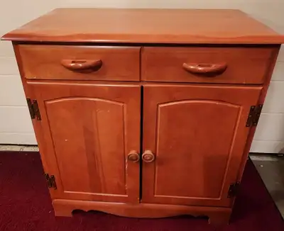 Wood 2 Door 1 Drawer Cabinet and Solid Wood Shelf Read Whole AD, View more