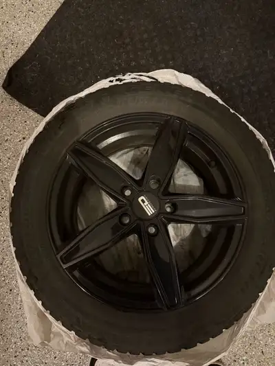 4 winter tires good amount of tread with barely used rims. 4 General Tire 205/55 R16 91Q 4 black Eur...