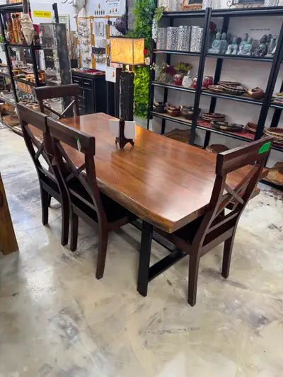 ✅Deal! Magnifique table en acacia massif avec banc et 4 chaises, View more