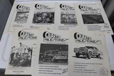 7 issues of Quarter Milestone drag racing magazine. Dedicated to drag racing memorabilia. Issue # 2,...