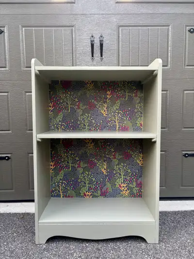 Refinished solid wood vintage bookcase, View more
