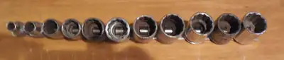 1/2" drive rail of assorted sockets, View more