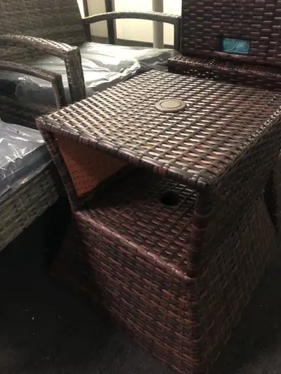 Rattan Wicker Side Table, 21.3" Square Outdoor End Table with Um, View more