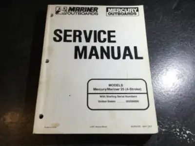 Mercury & Mariner 25 HP 4-Stroke Outboards Factory Service Manual 90-854785 5/97. Published Ma7 1997...