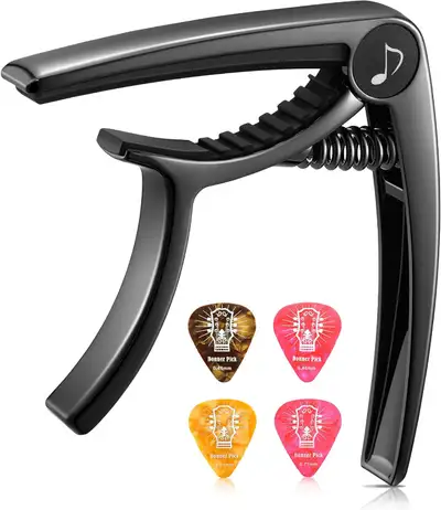Donner DC-2 Black Guitar Capo Easy Use for Electric and Acoustic Guitars, Ukulele Banjo, Folk Guitar...