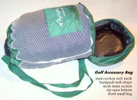 NEW, Golf accessory Bag duffel style with water bottle and Disc
