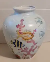 Vintage Porcelain Vase with Different Kinds of Colorful Fish
