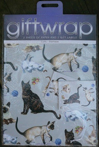 Cat wrapping paper, Siamese, Black Cat, kitten gift wrap