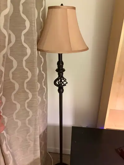 5’ floor standing iron lamp $40, can use 3-way light, View more
