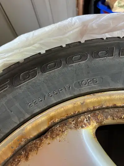 4 Goodrich Winter Tires on Rims, fit a 2012 Honda CRV - probably 1 season left on tread (see pics),...