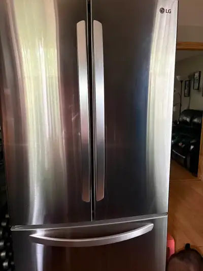 They are just over a year old, Fridge is 33”wide x 32”deep x 72” tall and the Stove is 30” wide x 26...