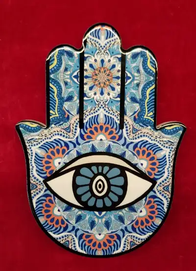 Hamsa : decorative ceramic art with table stands, View more
