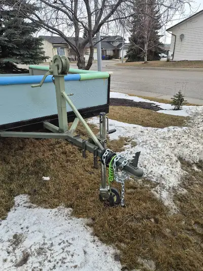 single axel sled trailer, 13" tires, all lights work, with winch, hand-crank, newer harness and chai...