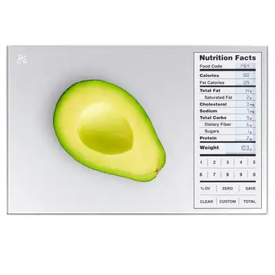 Greater Goods Nourish Digital Kitchen Food Scale and Portions Nutritional Facts Display A Premium Ch...