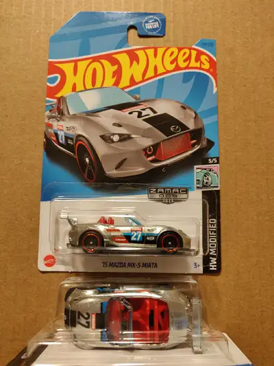 New Hot Wheels Mainline Zamac 2015 Mazda Miata MX-5 convertible 1/64 diecast car $5 ea.