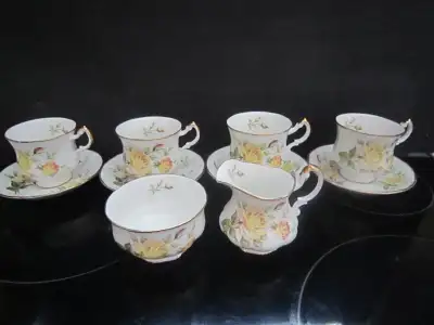 $60.00 for this Paragon PEACE ROSE china Tea Set for 4 This china tea set consists of: 4 tea cup & s...
