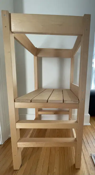 Solid wood adjustable toddler learning tower / mother’s helper. 3 levels. In excellent condition and...