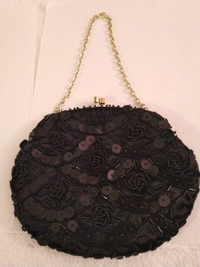 Vintage Black Sequin Evening Bag