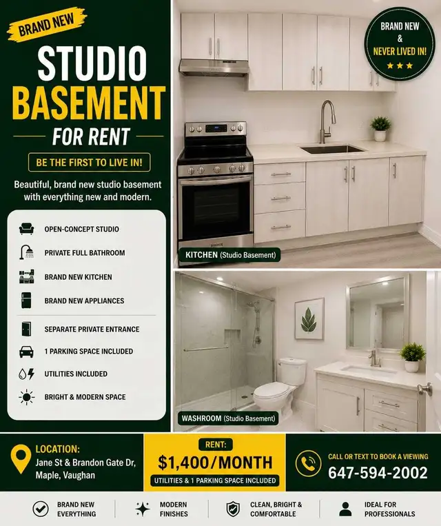 Brand New Studio Basement