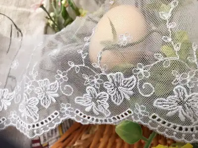 3.5" x 1.3 yds Lace Trim Embroidered Floral Gray ～ Fast Delivery, View more