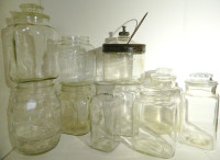 Assorted Collection of Vintage Glass Jars and Bottles