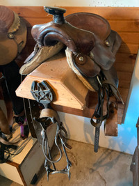 Pony saddle and bridle