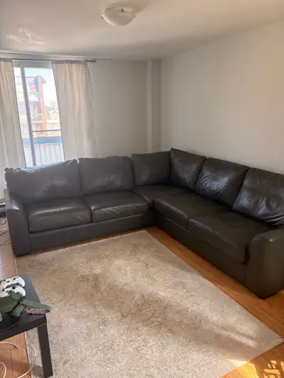 Grey Leather Sectional, View more