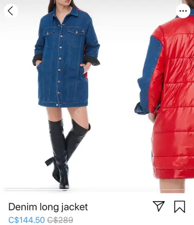 New Long Denim Puffer Jacket – Size S, View more
