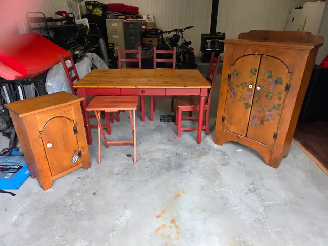 Antique Style Kitchen Table-Chair and Cabinets