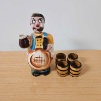 Rare 1950's Vintage Tipsy Waiter Decanter and Glasses
