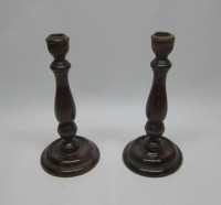 Nice Pair of Older Wooden Candle Sticks