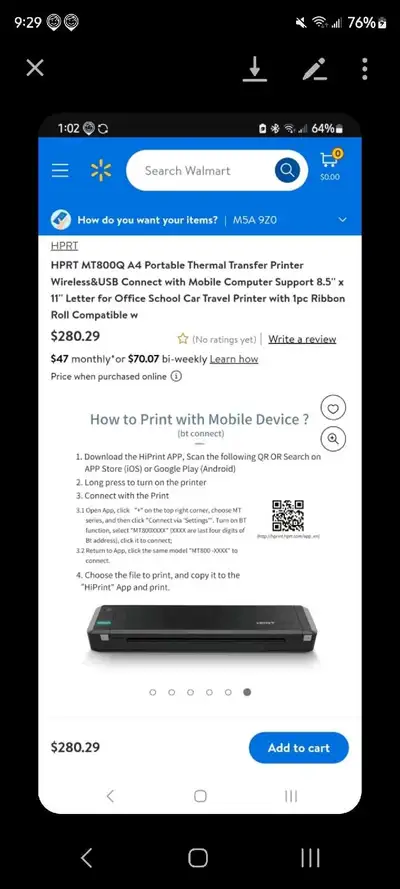 HPRT MT800Q  A4 Portable  Printer, View more